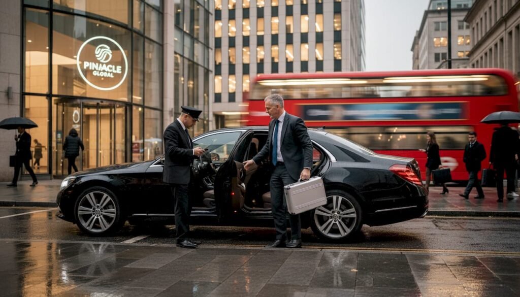 Main types of executive transportation in Birmingham 1 Executive exiting sedan at Birmingham office