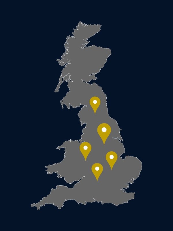 UK chauffeur services coverage map showing service areas across the UK