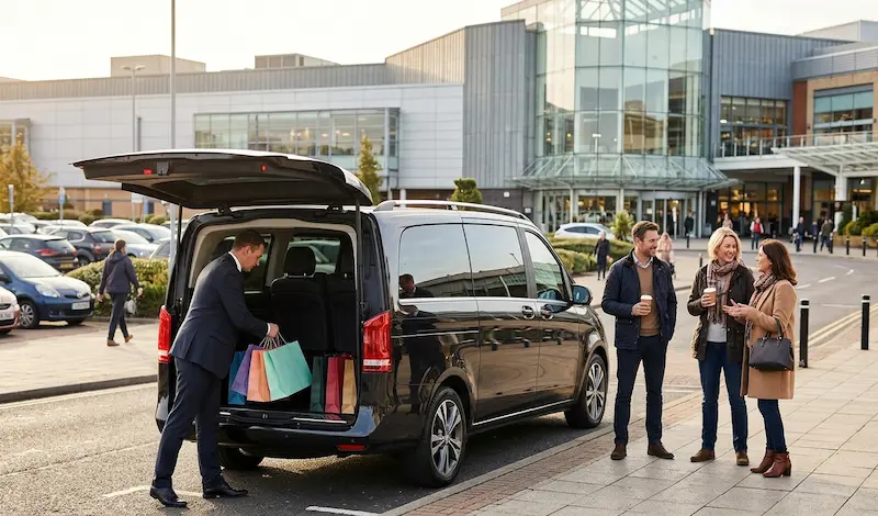 Mercedes-Benz Jet-Class loaded with shopping bags at Merry Hill in the West Midlands