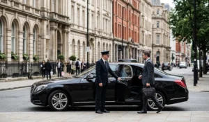Mercedes-Benz S-Class chauffeur collecting a professional on Colmore Row Personal chauffeur cost UK