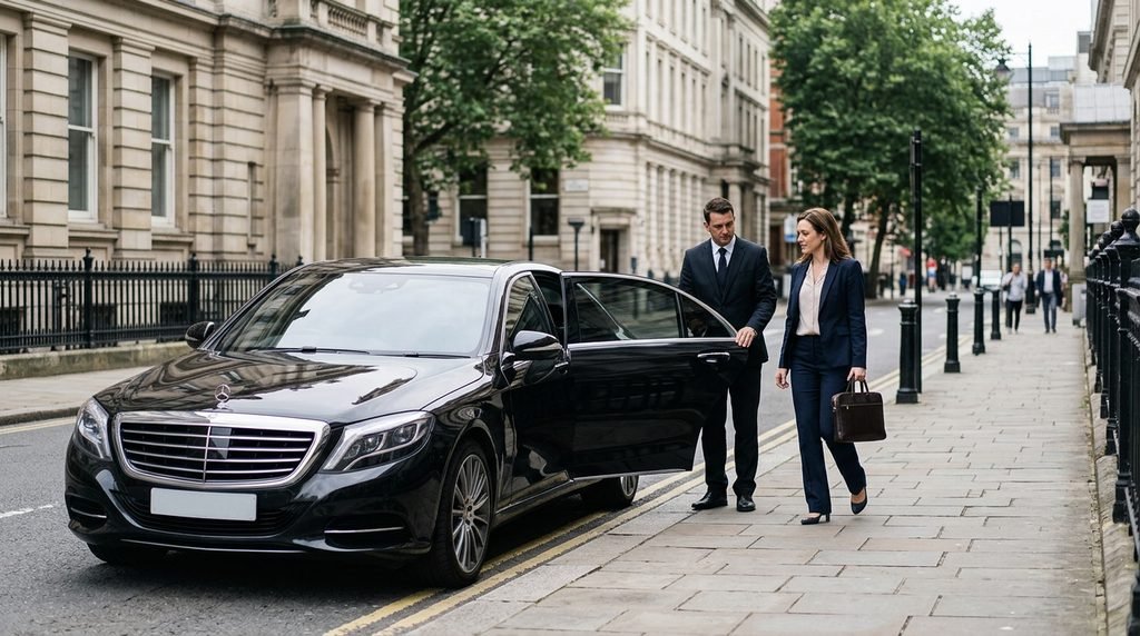 Birmingham New Street Station Pick-Up and Drop-Off Guide 3 Mercedes-Benz S-Class executive transfer on Colmore Row in Birmingham after a train arrival