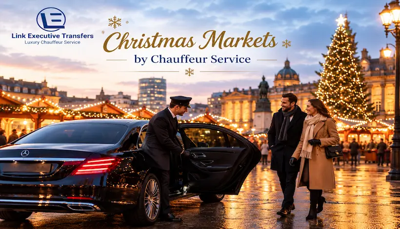 Mercedes-Benz S-Class chauffeur collecting guests near the West Midlands Christmas Markets by Chauffeur in Victoria Square, Birmingham