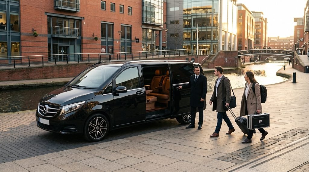 Best Hotels Near Birmingham Airport for Chauffeur Travel A Practical Executive Guide 2 Mercedes-Benz Jet-Class executive transfer at Brindleyplace Birmingham