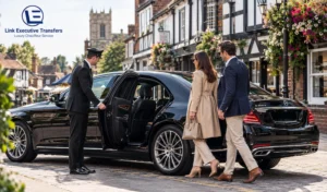 Mercedes-Benz S-Class chauffeur dropping guests for lunch in Henley-in-Arden,Sunday Roast in Warwickshire