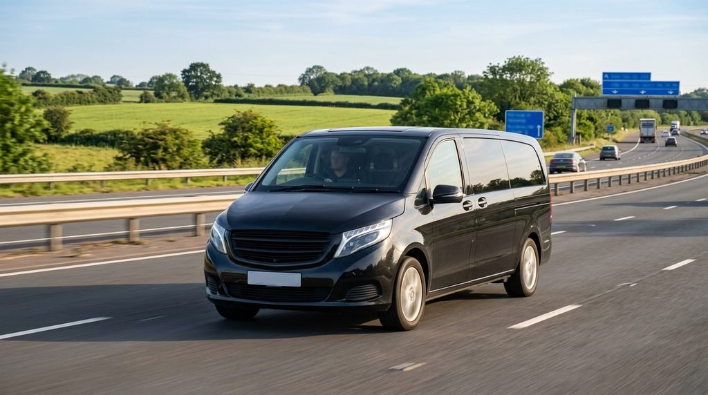 Mercedes-Benz V-Class on the M5 near Worcester during a Bristol Airport to Birmingham chauffeur transfer